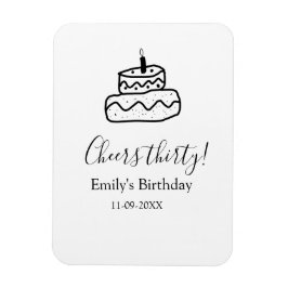 Ímã Cheers thirty birthday cake black scribble hand