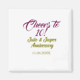 Imã Cheers to 10th wedding anniversary mauve golden na