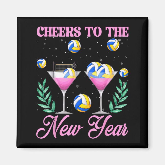 Imã Cheers To The New Year Champagne Gl &amp; Volleyba (Frente)