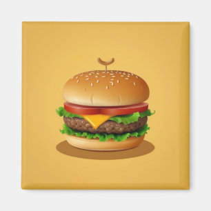 Imã Cheeseburger com Fundo Amarelo