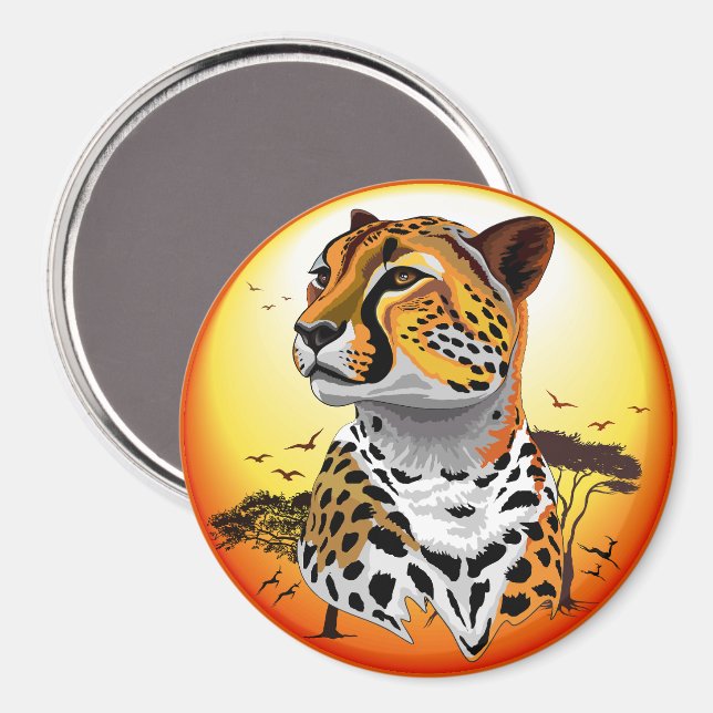 Imã Cheetah African Feline Wild Animal (Front/Back)
