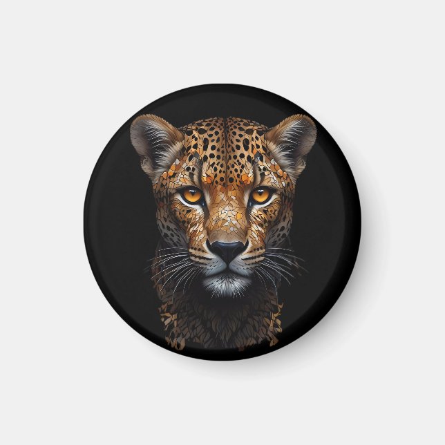 Imã Cheetah Retrato em preto (Frente)