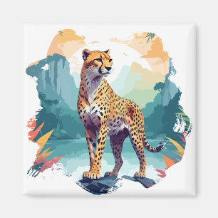 Imã Cheetah Vetor Art Animal Na Natureza Majestosa