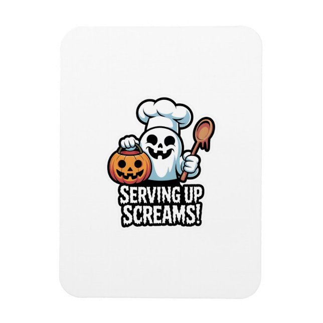 Ímã Chef Boo – Spooky Cute Halloween Ghost Spoon (Vertical)