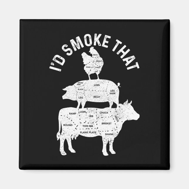 Imã Chef Butcher Bbq I'd Smoke That Pork Beef Funny Fa (Frente)