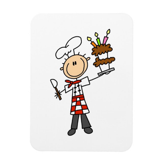 Ímã Chef Com Bolo De Aniversário (Vertical)