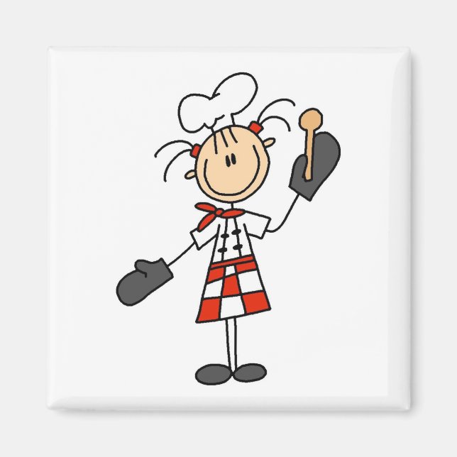 Imã Chef Feminina Com Luvas e Colher de Pau (Frente)