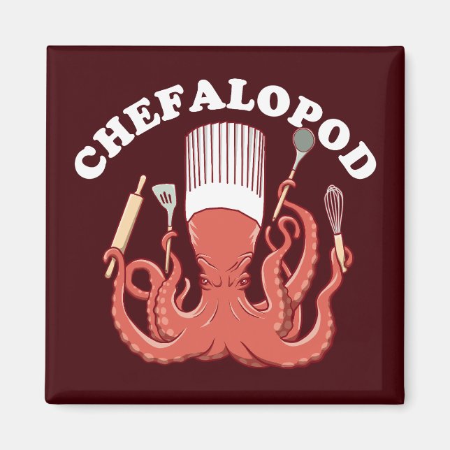 Imã Chefalopod | Octopus Chef Funny Pun (Frente)