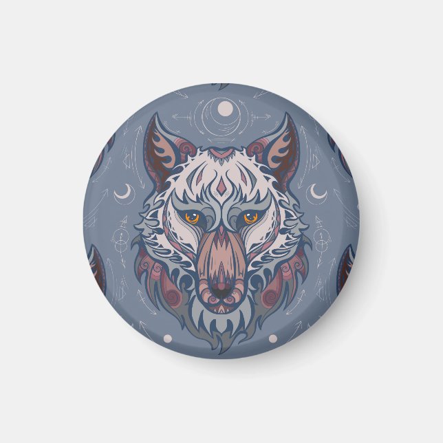 Imã Chefes de lobo com decoração de vassoura (Frente)