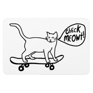 Ímã Cheque Meowt! Gato de Skateboard Kitty