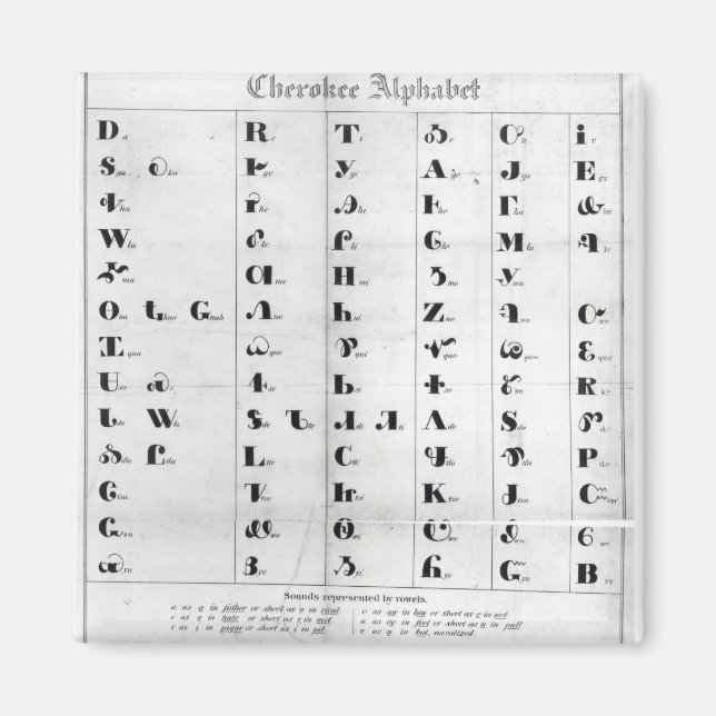 Imã Cherokee Alphabet, "Lithografia" de Pendelton (Frente)