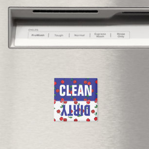 Imã Cherry Berries Red Pattern Modern Blue Dishwasher