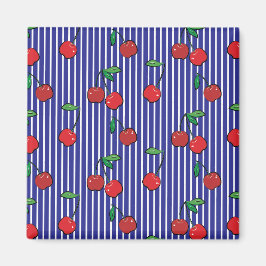 Imã Cherry Berries Red Pattern Modern Retro Blue Diver