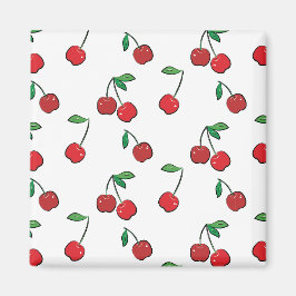 Imã Cherry Berries Red Pattern Modern Retro Diversão
