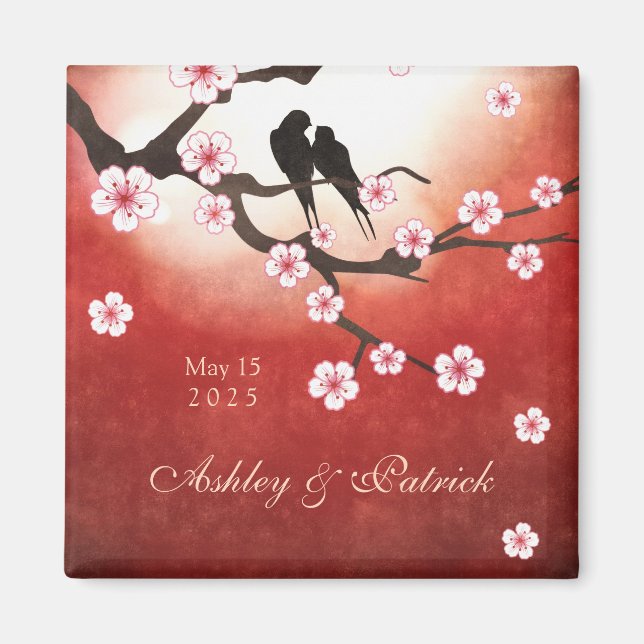 Imã Cherry Blossom Sakura & Love Birds (Frente)