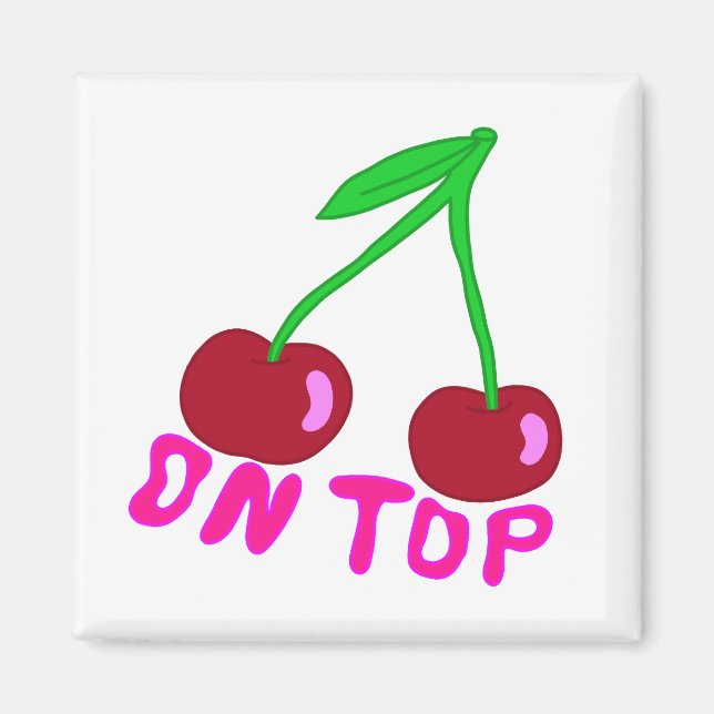 Imã Cherry On Top, Vibrante Colorida Design (Frente)
