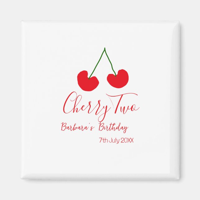 Imã Cherry two 2nd birthday red cherry kids simple  (Frente)