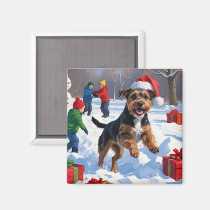 Imã Chesapeake Bay Retriever Neve com Chapéu de Natal