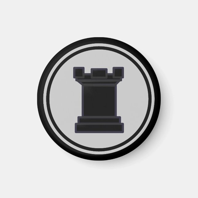 Imã Chess Piece Black Rook (Frente)