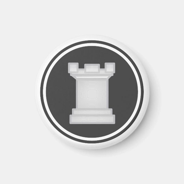 Imã Chess Piece White Rook (Frente)