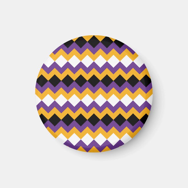 Imã Chevron amarelo, roxo, preto e branco (Frente)