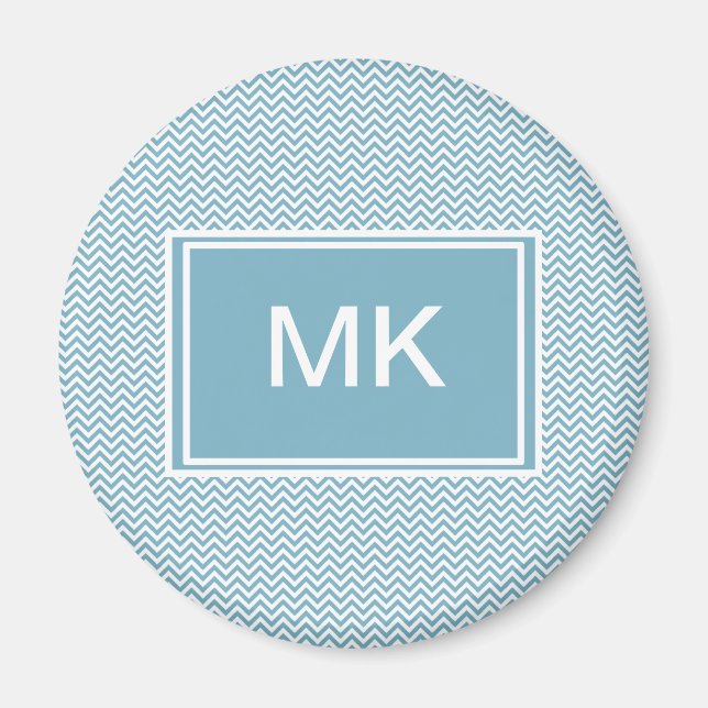 Imã Chevron Azul com Monograma (Frente)