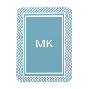 Ímã Chevron azul com monograma