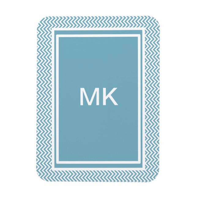 Ímã Chevron Azul com Monograma (Vertical)