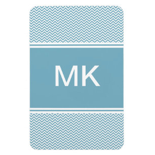 Ímã Chevron azul com monograma