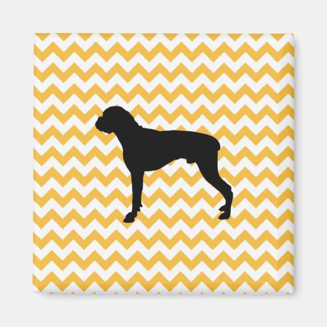 Imã Chevron Laranja Pastel Com Silhueta Boxer (Frente)