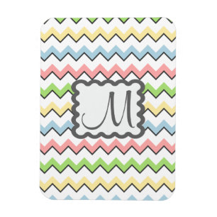 Ímã Chevron Pastel com monograma por Shirley Taylor