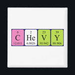 Imã Chevy mesa periódica ímnet<br><div class="desc">Chevy soletrou como C He V Y (Carbon Helium Vanadium Yttrium) em um ímã para o cientista em você. Não consegues encontrar o que queres?</div>