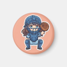 Imã Chibi Baseball Edição 2026 - Agachamento do Recept