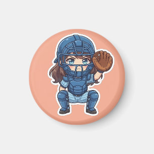 Imã Chibi Baseball Edição 2026 - Agachamento do Recept