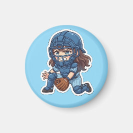Imã Chibi Baseball Edição 2026 - Apanhador Bloqueando