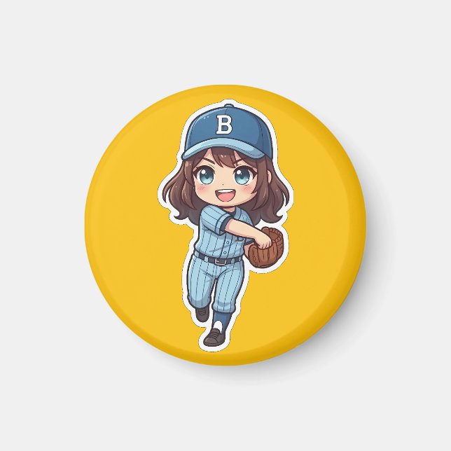 Imã Chibi Baseball Edição 2026 - Fielder The Cannon (Frente)