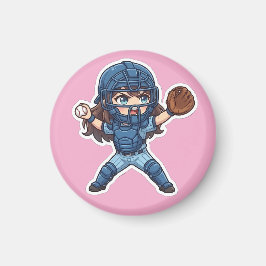 Imã Chibi Baseball Edição 2026 - Rebatida do Apanhador