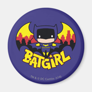 Imã Chibi Batgirl com o Skyline & logotipo Gotham