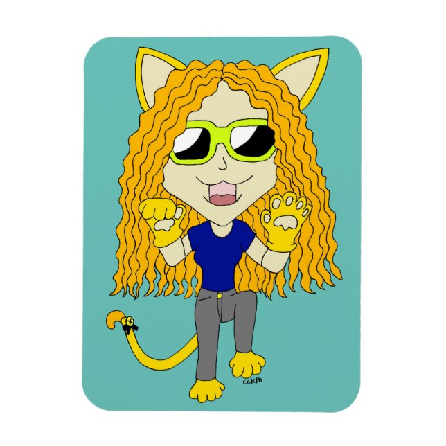 Ímã Chibi Catgirl com patas (Vertical)