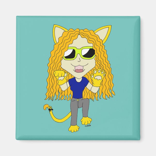 Imã Chibi Catgirl com patas (Frente)