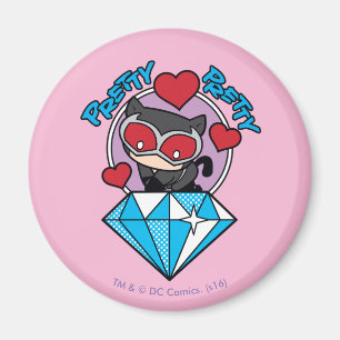 Imã Chibi CatWomen Sentada Em Alto Diamante
