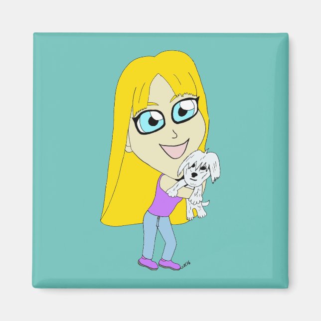 Imã Chibi com um filhote (Frente)