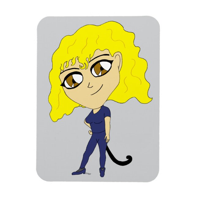 Ímã Chibi com uma cauda de gato (Vertical)