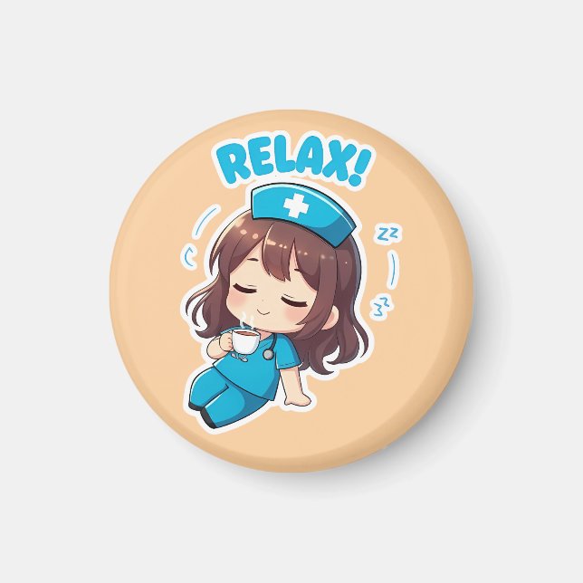 Imã Chibi Enfermeira Original 3.0 - Relaxar (Frente)