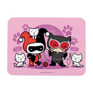 Ímã Chibi Harley Quinn e Chibi - Mulher Gato