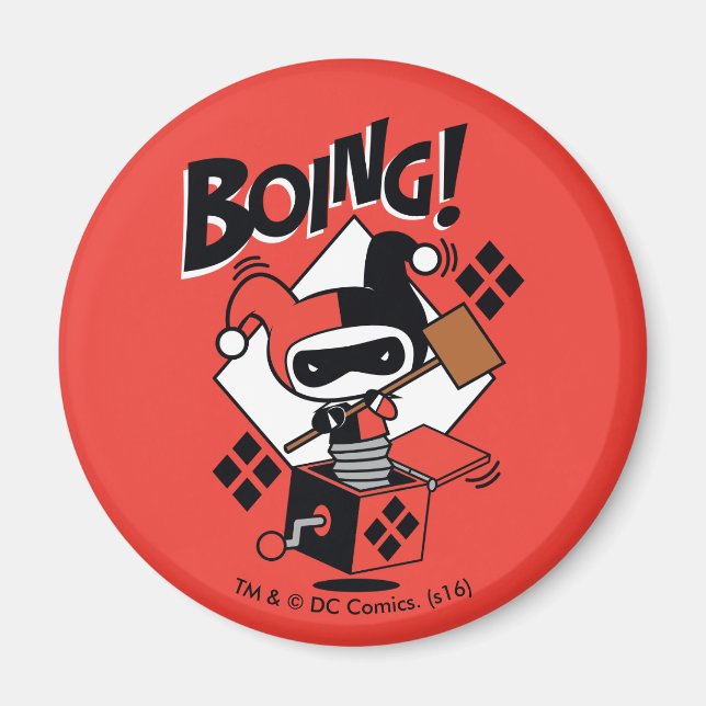 Imã Chibi Harley-Quinn-In-A-Box Com Martelo (Frente)