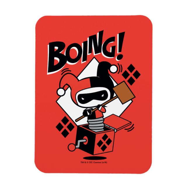 Ímã Chibi Harley-Quinn-In-A-Box Com Martelo (Vertical)