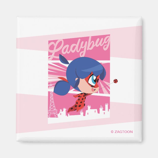 Imã Chibi Ladybug em Paris (Frente)