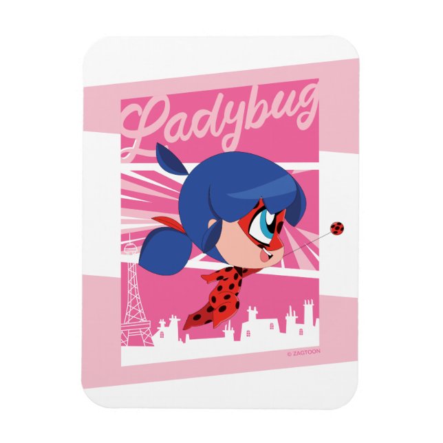 Ímã Chibi Ladybug em Paris (Vertical)