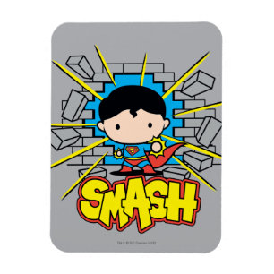 Ímã Chibi Super-Homem Esmagando Pela Parede De Brick